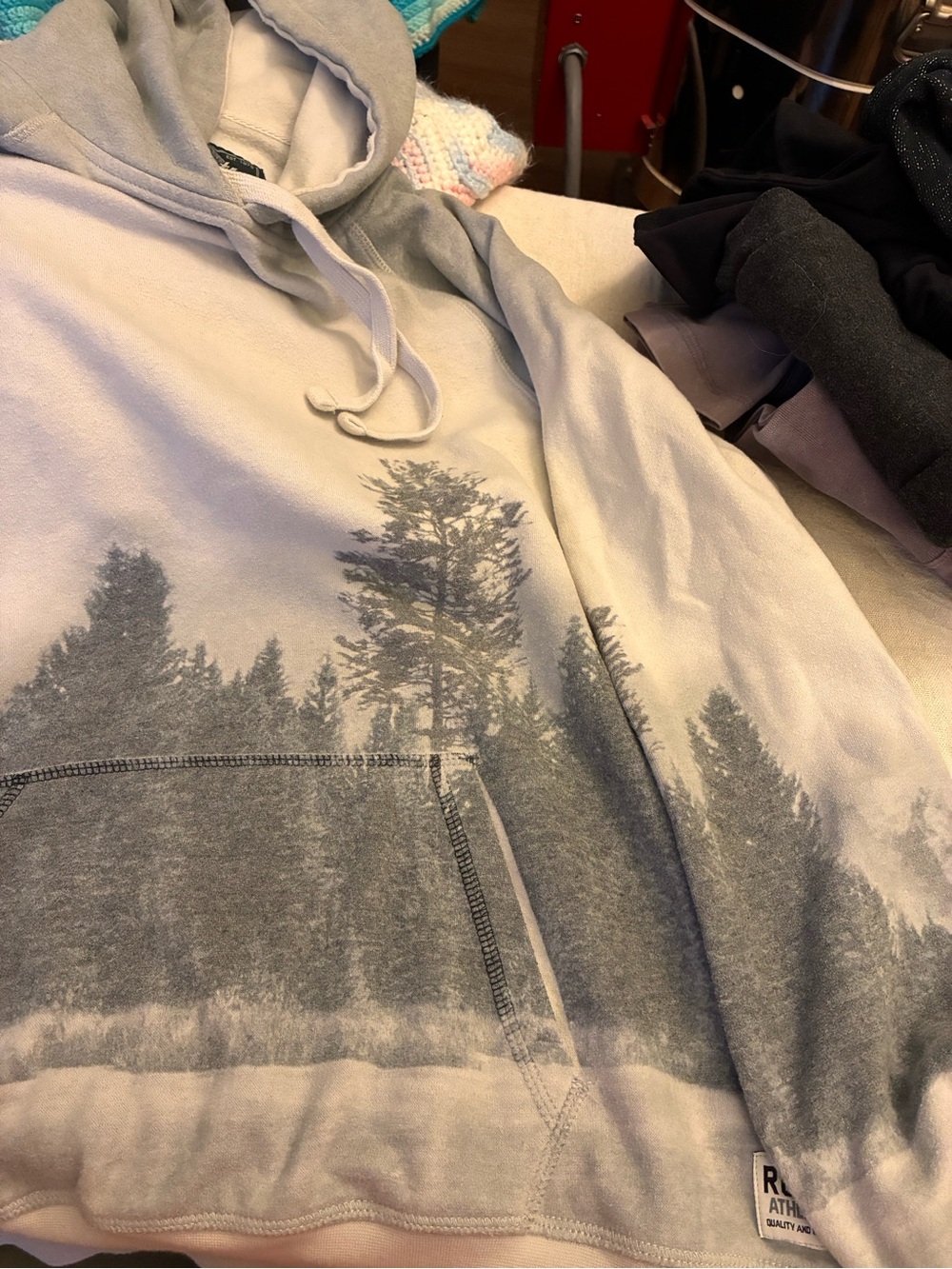 Roots Relaxed Hooded Sweatshirt with Forest Print - Gray